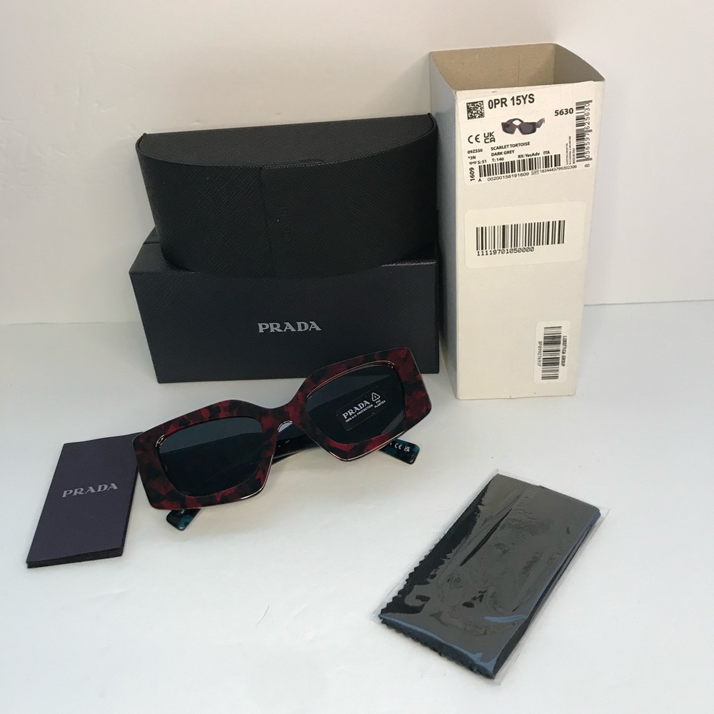 New Authentic Prada Dark Gray Irregular Ladies Sunglasses PR 15YS 09Z5S0 51 - Picture 10 of 14